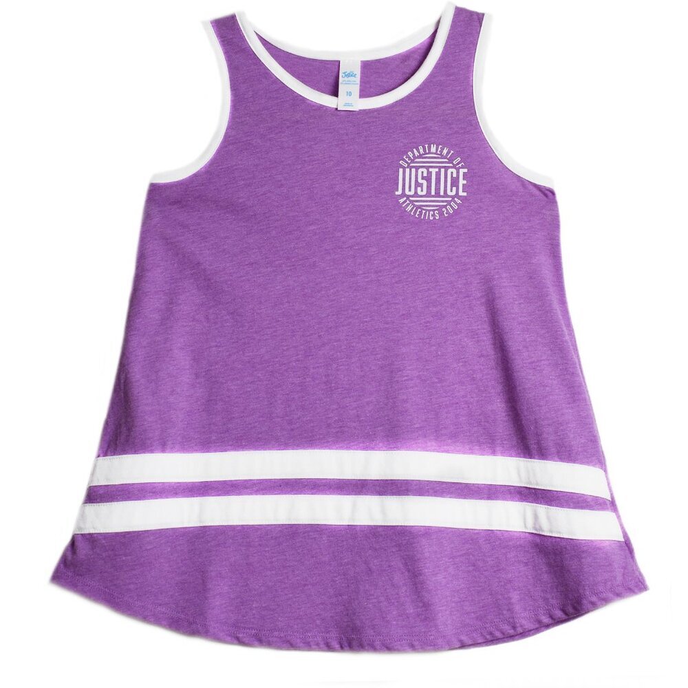 Justice Girls 2-Pc Set Pink Hoodie Sweatshirt Silver Logo Purple Tank Size 10 - Picture 6 of 7